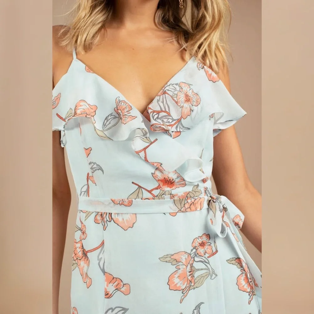 J.O.A. Tina Floral Print Maxi Dress Mint Size Extra Small NWT - Picture 2 of 3